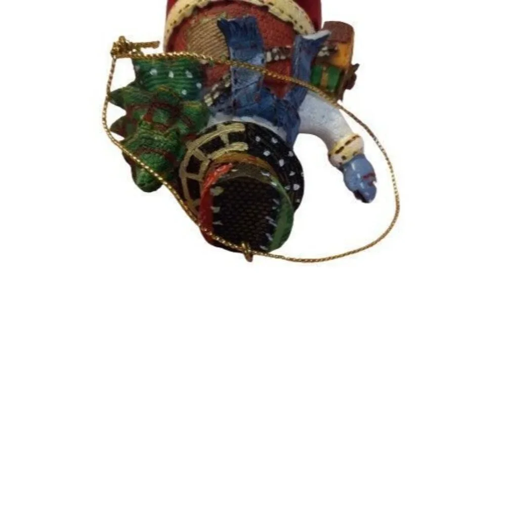 Snowman Bell Christmas Ornament Tree Gift Basket Resin Metal Hanging Vintage